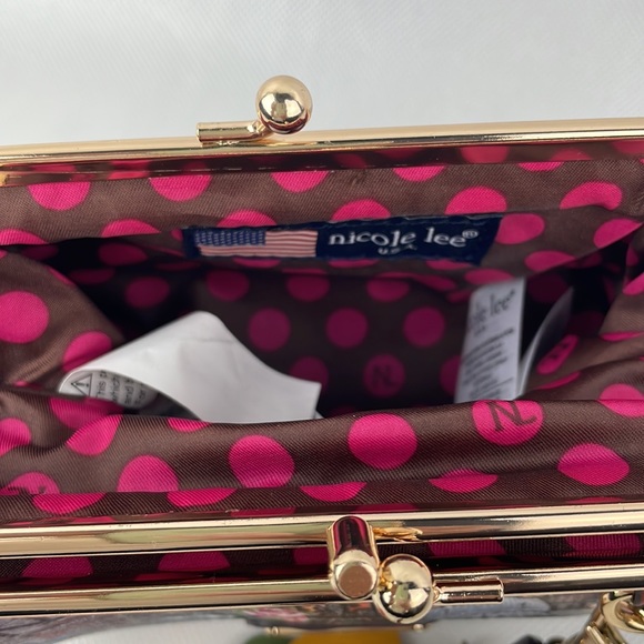 Nicole Lee PARIS Cute Multi color Vegan Leather Kiss Lock Wristlet Bag - Picture 6 of 9